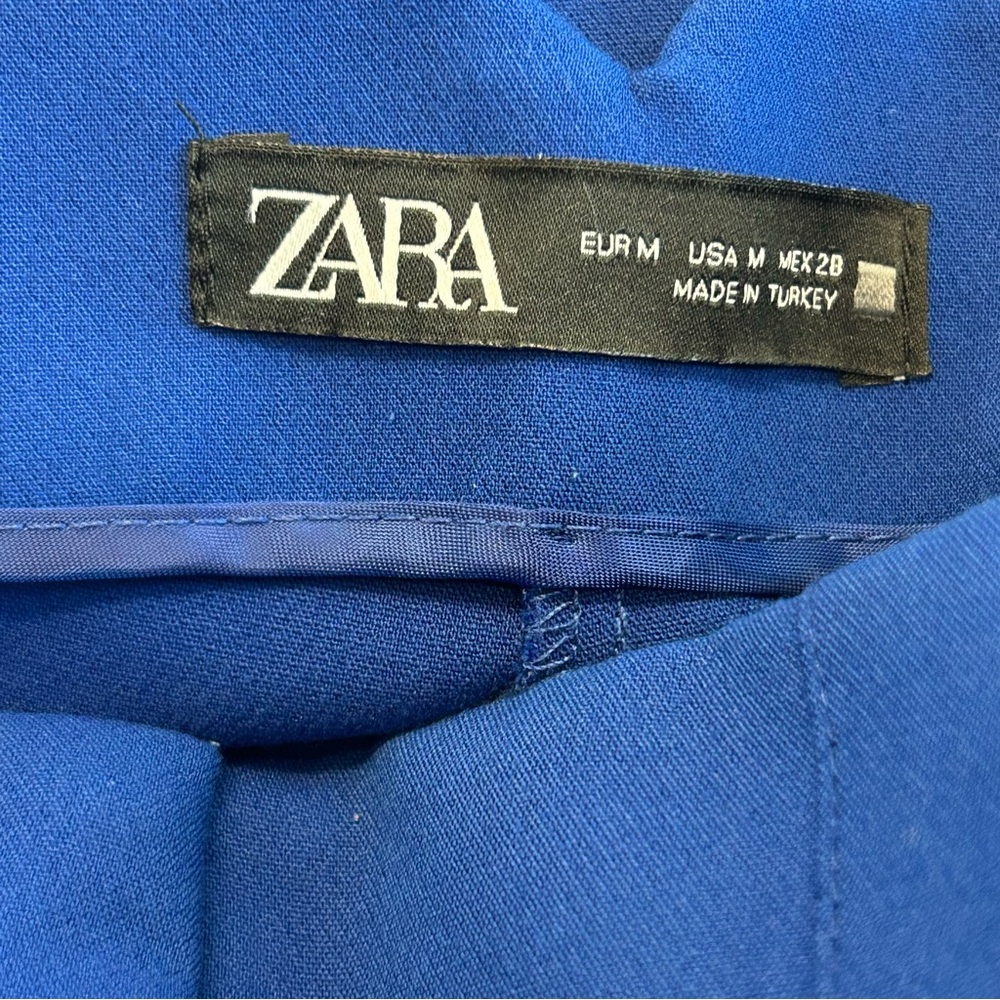 Zara Royal cobalt blue high waisted pronounced seam tailored tapered ankle pants - Picture 11 of 12